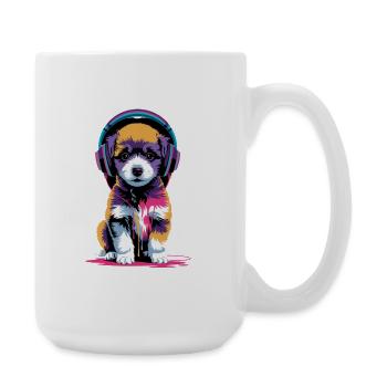 Chiot caniche avec un casque - Grande tasse 440 ml - blanc - Droite