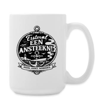 Plattdeutsch Kiffer Humor Nordsee Moin Spruch - Große Tasse 440 ml - Weiß - Rechts