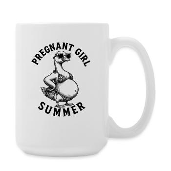 Pregnant Girl, Summer Beach, Goose, Funny, S - Large Mug 440 ml - white - Right