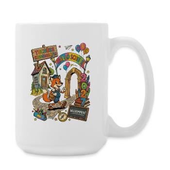 Schulanfang 2027 Fuchs Hallo Schule - Große Tasse 440 ml - Weiß - Rechts