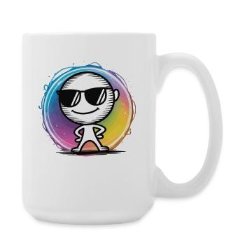 T-shirt cool avec lunettes de soleil - Cadeau Pop Art - Grande tasse 440 ml - blanc - Droite