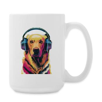 Golden Retriever avec des écouteurs - Grande tasse 440 ml - blanc - Droite