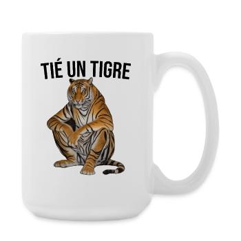 T shirt drôle Tié un tigre - Grande tasse 440 ml - blanc - Droite
