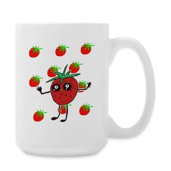 Lustige Erdbeere Erdbeeren Kinder  - Große Tasse 440 ml - Weiß - Rechts