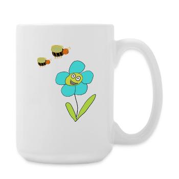 Cheerful Blue Flower Insect Bees - Large Mug 440 ml - white - Right