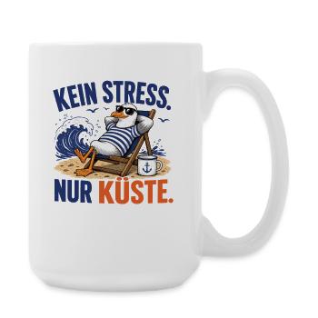 Möwe Kein Stress Nur Küste Shirt - Große Tasse 440 ml - Weiß - Rechts
