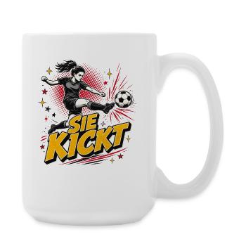 Sie Kickt Comic Fußballheldin - Große Tasse 440 ml - Weiß - Rechts