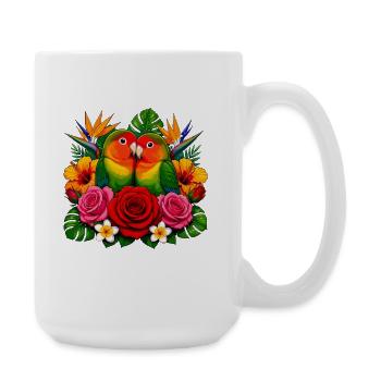 Love birds in a tropical paradise - Large Mug 440 ml - white - Right