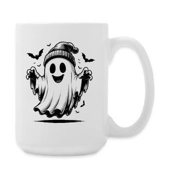 Fantôme avec un chapeau tricoté - Grande tasse 440 ml - blanc - Droite