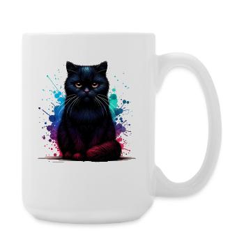 Schwarze Katze Geschenk - Große Tasse 440 ml - Weiß - Rechts