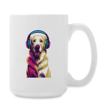 Golden Retriever avec des écouteurs - Grande tasse 440 ml - blanc - Droite