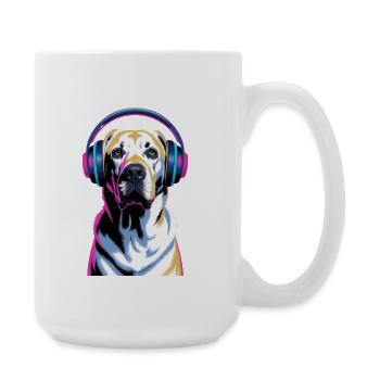 Labrador with headphones - Large Mug 440 ml - white - Right