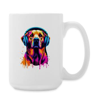 Golden Retriever avec des écouteurs - Grande tasse 440 ml - blanc - Droite