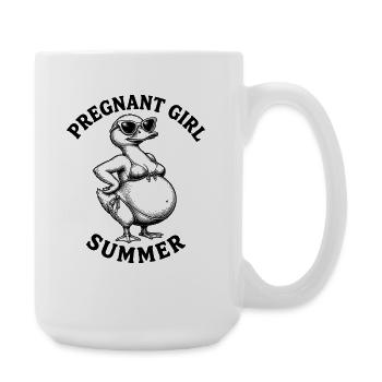 Fille enceinte, été, plage, canard, drôle, - Grande tasse 440 ml - blanc - Droite