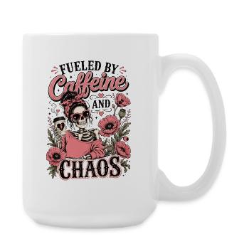Angetrieben von Koffein und Chaos Mom Floral - Große Tasse 440 ml - Weiß - Rechts