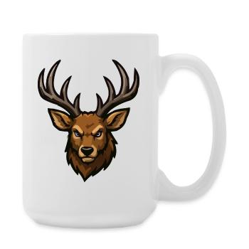 Forest deer head illustration - Large Mug 440 ml - white - Right