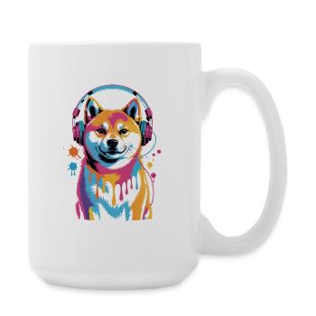 Chien Shiba Inu avec un casque - Grande tasse 440 ml - blanc - Droite