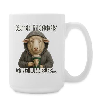 Guten Morgen Ganz Dünnes Eis Schaf Humor - Large Mug 440 ml - white - Right