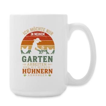 Gartenzeit mit Hühnern im Retro-Sommer - Große Tasse 440 ml - Weiß - Rechts