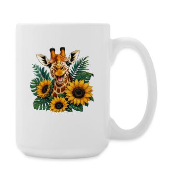 Giraffe im Sonnenblumenzauber - Große Tasse 440 ml - Weiß - Rechts