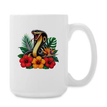 Schlange im Tropenblütenpark - Große Tasse 440 ml - Weiß - Rechts