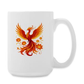 Flaming phoenix in a wreath of flowers - Large Mug 440 ml - white - Right