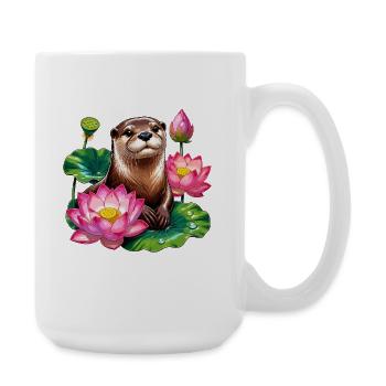 Water Otter in the Lotus Sea - Large Mug 440 ml - white - Right
