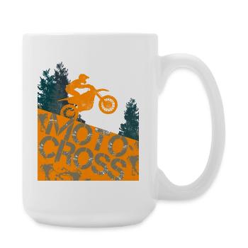 Motard de motocross avec moto et conception de moto - Grande tasse 440 ml - blanc - Droite