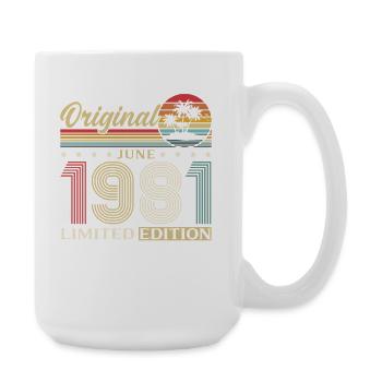 45th Birthday Gift Vintage June Vintage 1981 - Large Mug 440 ml - white - Right