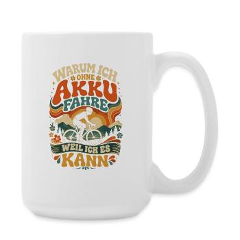 Warum ich ARKU fahre – Retro Fahrradmotive - Große Tasse 440 ml - Weiß - Rechts