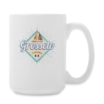 Grosseto Toskana in Italien mit Segelschiff Design - Große Tasse 440 ml - Weiß - Rechts