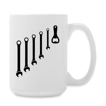 Werkzeug Set & Flaschenöffner Mechaniker - Große Tasse 440 ml - Weiß - Rechts