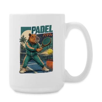 Padel Capybara Retro Sport Motiv - Große Tasse 440 ml - Weiß - Rechts