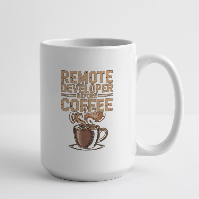Remote Developer Before Remote Coder Coffee Lover Große Tasse 440 ml