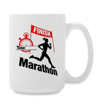 Coureuse marathonienne – Temps de course - Grande tasse 440 ml - blanc - Droite