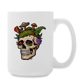 Mushroom Skull Garden Pop Art - Large Mug 440 ml - white - Right