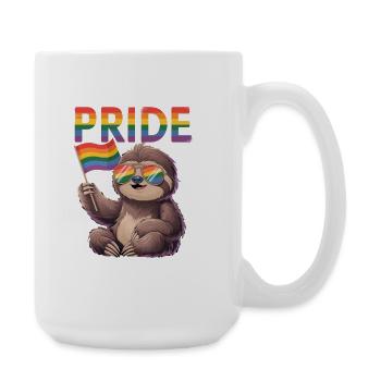 Paresseux arc-en-ciel de la fierté paresseuse avec drapeau - Grande tasse 440 ml - blanc - Droite