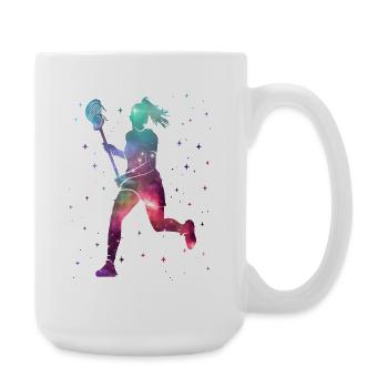 Lacrossespieler Weltraum Damen Mädchen Lacrosse - Große Tasse 440 ml - Weiß - Rechts