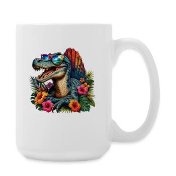 Tropical dinosaur with sunglasses - Large Mug 440 ml - white - Right