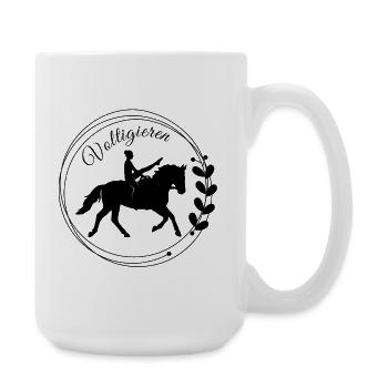 Voltigieren Mühle: Volti Pferdesport Pflichtübung - Große Tasse 440 ml - Weiß - Rechts