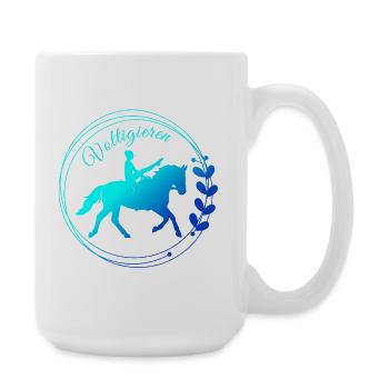 Voltigieren Mühle: Volti Pferdesport Pflichtübung - Große Tasse 440 ml - Weiß - Rechts