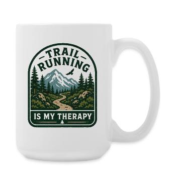 Trail Running is My Therapy - Large Mug 440 ml - white - Right