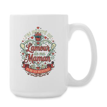 Amour de ma maman et ses recettes - Grande tasse 440 ml - blanc - Droite