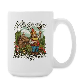 Kleingarten Gartenkönig Gartenzwerg Blumenbeet - Große Tasse 440 ml - Weiß - Rechts