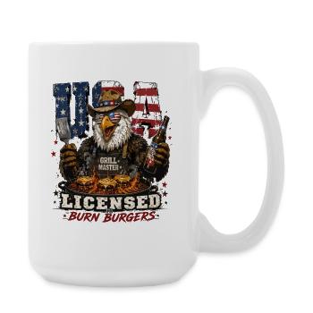  USA Grill Master Licensed To Burn Burgers Adler - Große Tasse 440 ml - Weiß - Rechts
