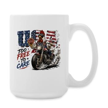  USA Too Free To Care Biker Hahn Motorrad Freedom - Große Tasse 440 ml - Weiß - Rechts