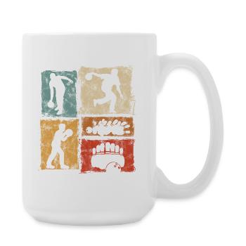 Bowling Kegeln Vintage-Grafik Für Bowlingspieler - Große Tasse 440 ml - Weiß - Rechts
