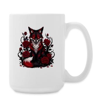 Gothischer Fuchs mit Rosen - Große Tasse 440 ml - Weiß - Rechts