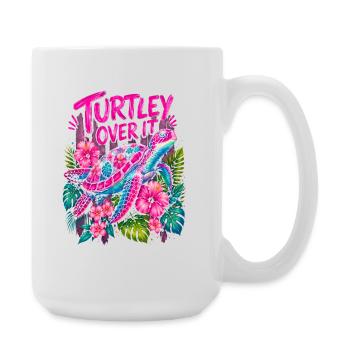 Turtley Over It Cute Turtle Flower - Large Mug 440 ml - white - Right