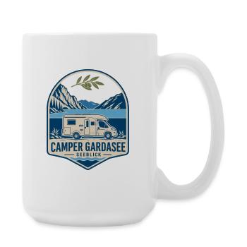 Camper Gardasee Seeblick, Lake Garda Camping Trip - Große Tasse 440 ml - Weiß - Rechts
